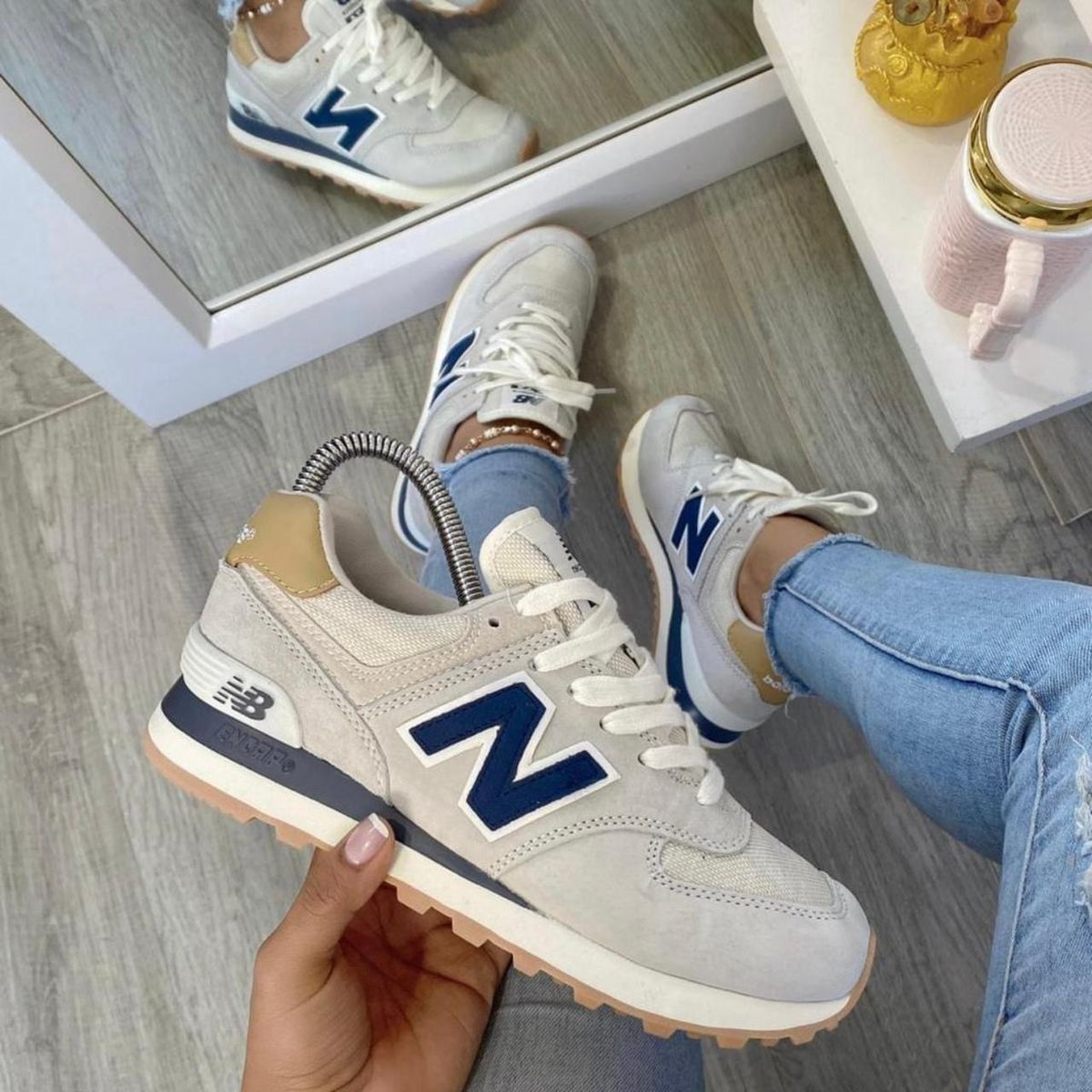 NEW BALANCE 574 BEIGE N AZUL