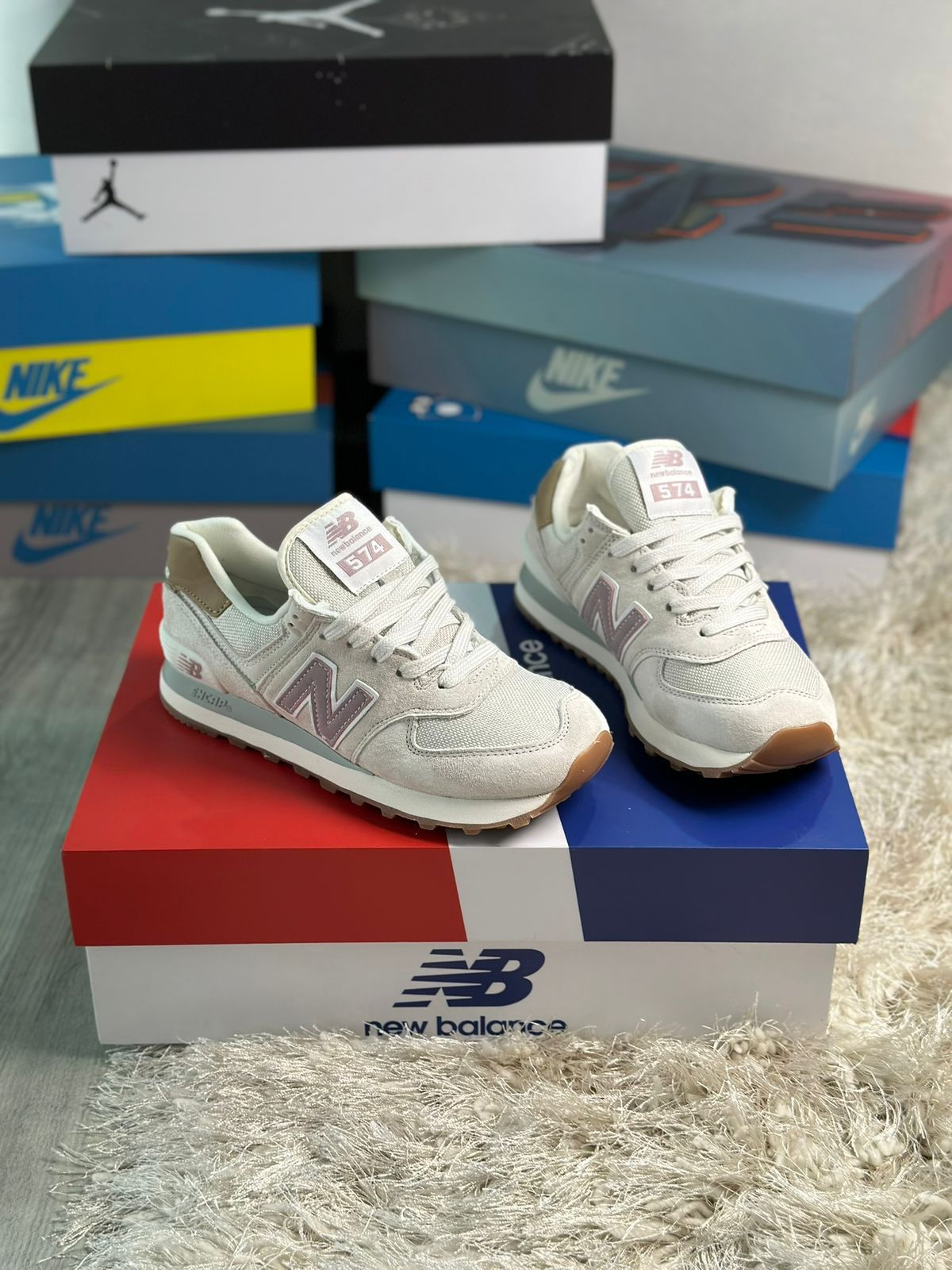 NEW BALANCE 574 BEIGE N ROSA